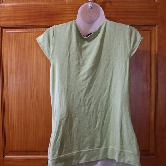 BCBG Maxazria Green Faux Wrap Tie Top XL Y2K - Picture 12 of 14
